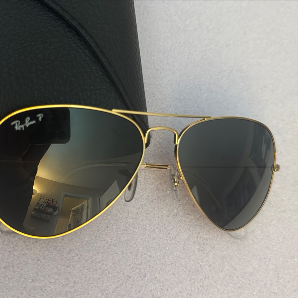 Ray-Ban Gold and Black Aviator Sunglasses